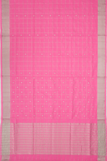 Chettinad Cotton Checks And Butta Pink Saree