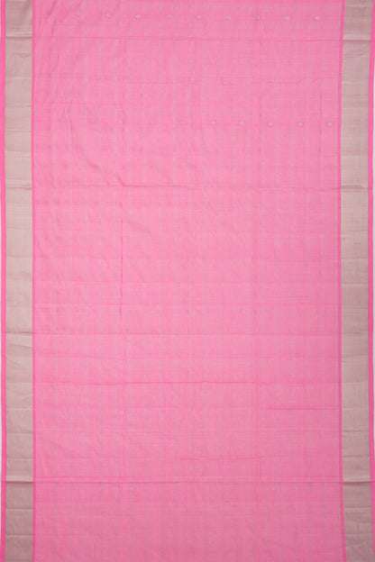 Chettinad Cotton Checks And Butta Pink Saree