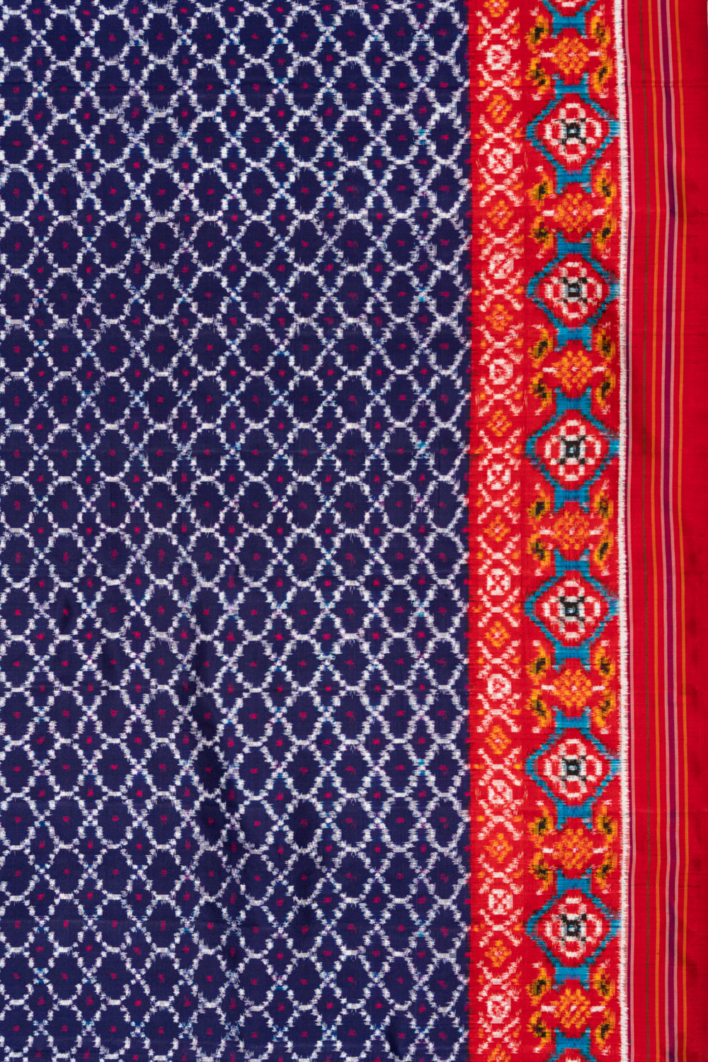 Pochampally Silk Double Ikat Dark Blue Saree