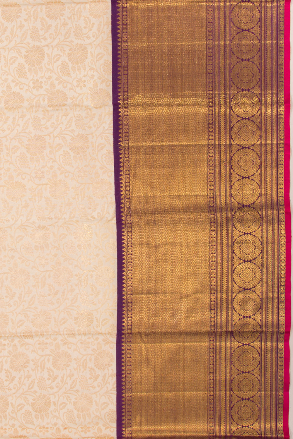 Kanchipuram Silk Brocade Cream Saree