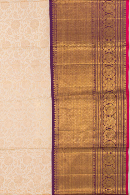 Kanchipuram Silk Brocade Cream Saree