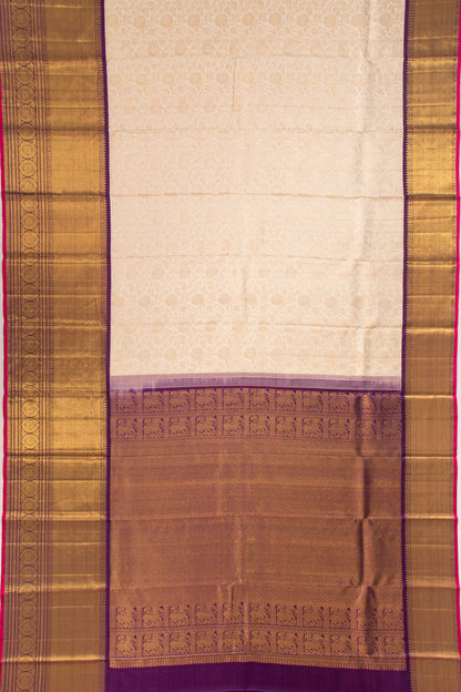 Kanchipuram Silk Brocade Cream Saree