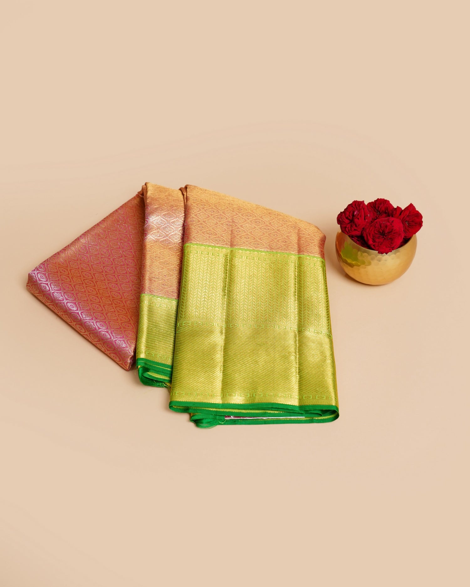 Kanchipuram Silk Tissue Brocade Pink Saree