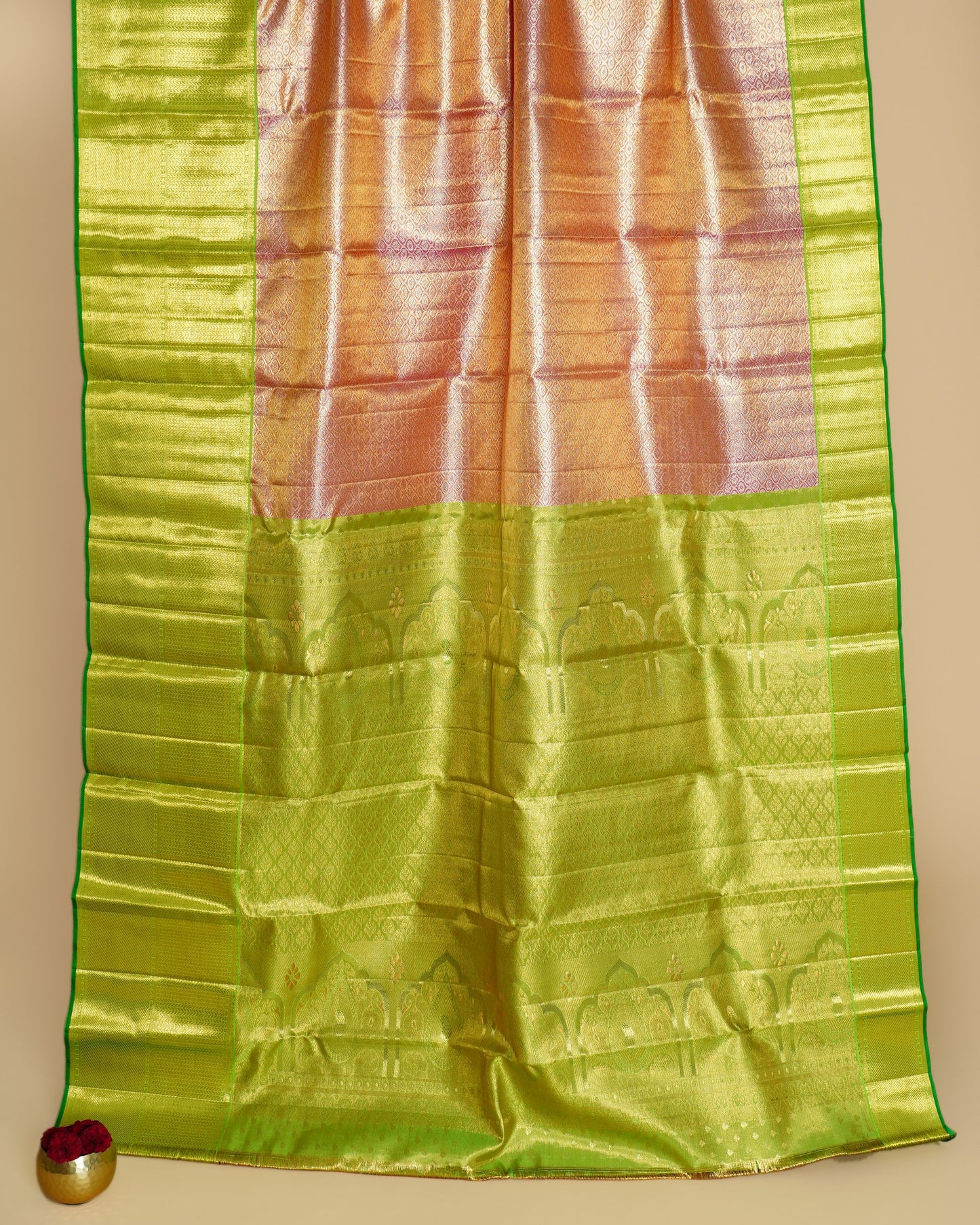 Kanchipuram Silk Tissue Brocade Pink Saree