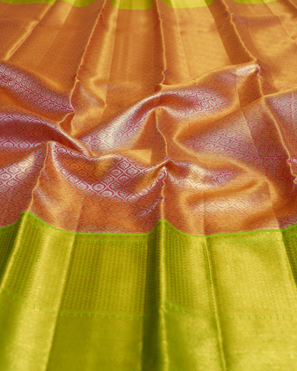 Kanchipuram Silk Tissue Brocade Pink Saree