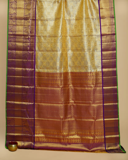 Kanchipuram Silk Tissue Brocade Gold Saree