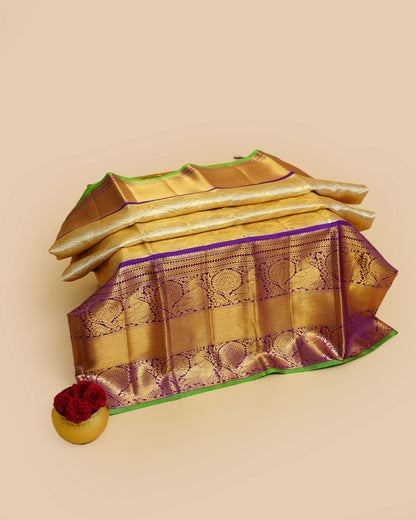 Kanchipuram Silk Tissue Brocade Gold Saree