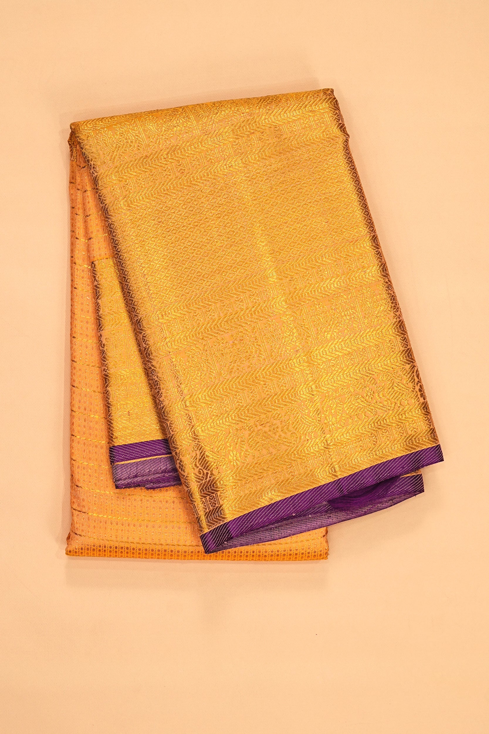 Kanchipuram Silk Checks And Butta Mustard Yellow Saree
