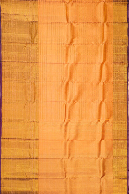 Kanchipuram Silk Checks And Butta Mustard Yellow Saree