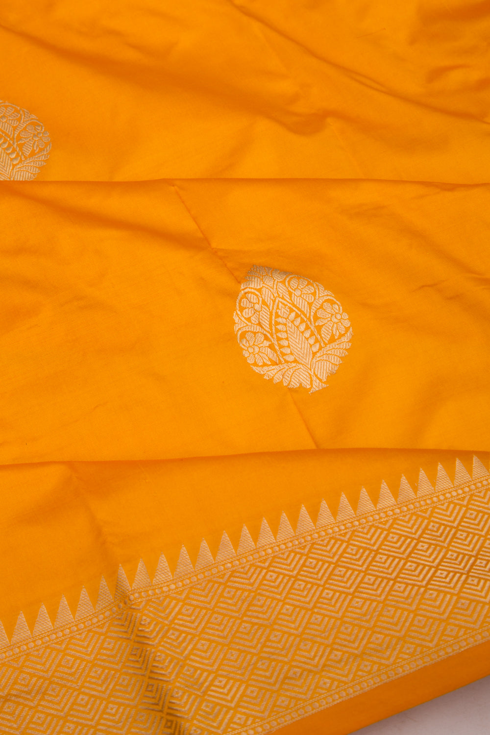 Banarasi Katan Silk Butta Mustard Yellow saree