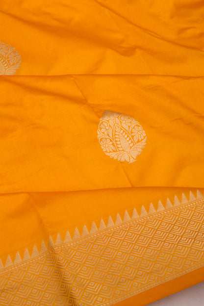 Banarasi Katan Silk Butta Mustard Yellow saree