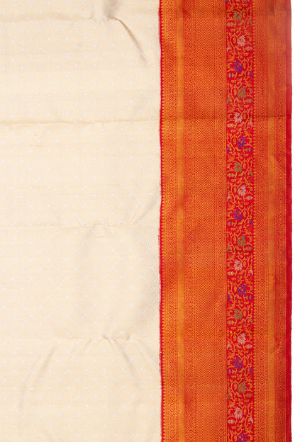 Kanchipuram Silk Brocade Cream Saree