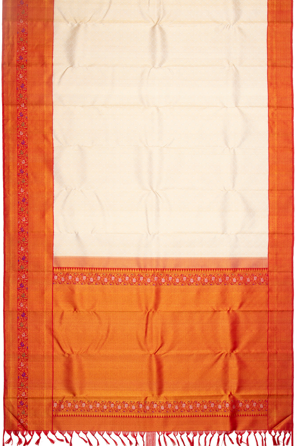 Kanchipuram Silk Brocade Cream Saree