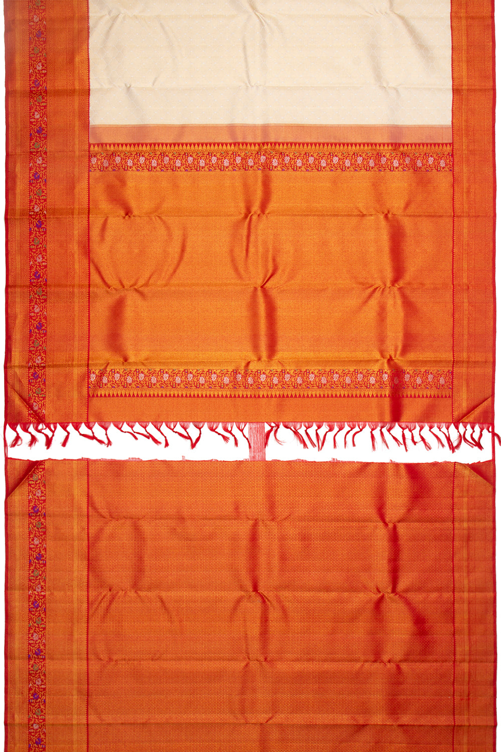 Kanchipuram Silk Brocade Cream Saree