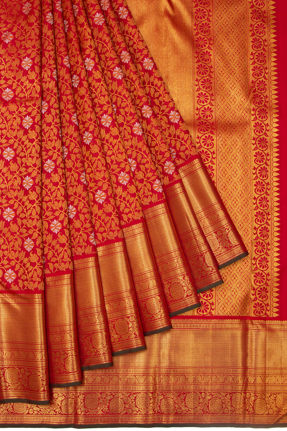 Kanchipuram Silk Jaal Red Saree