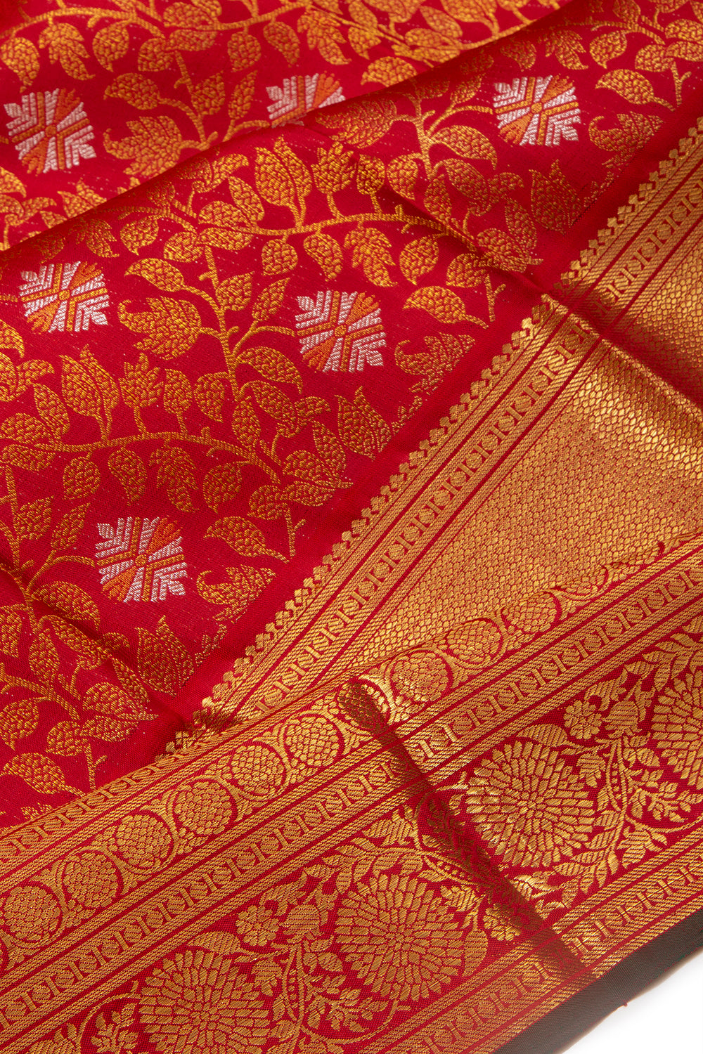 Kanchipuram Silk Jaal Red Saree