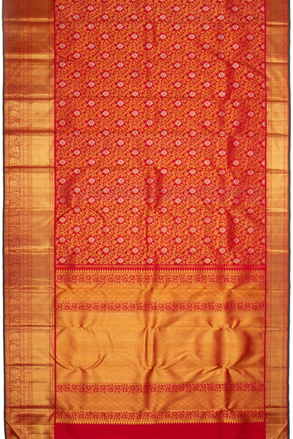 Kanchipuram Silk Jaal Red Saree