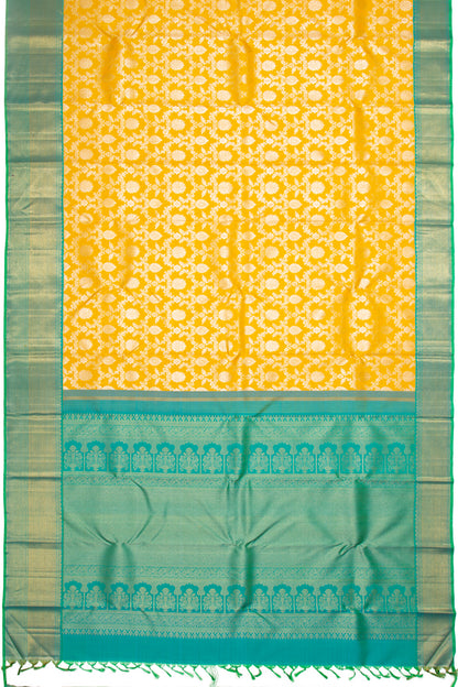Kanchipuram Silk Jaal Yellow Saree