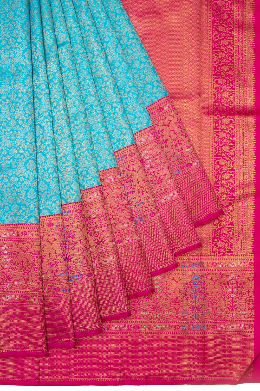 Kanchipuram Silk Jaal Sky Blue Saree