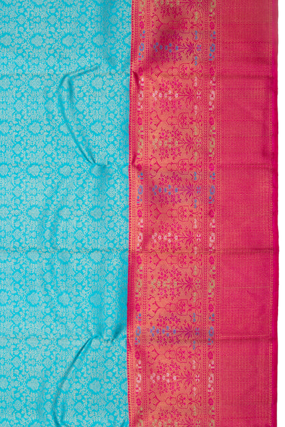 Kanchipuram Silk Jaal Sky Blue Saree