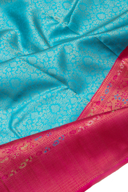 Kanchipuram Silk Jaal Sky Blue Saree