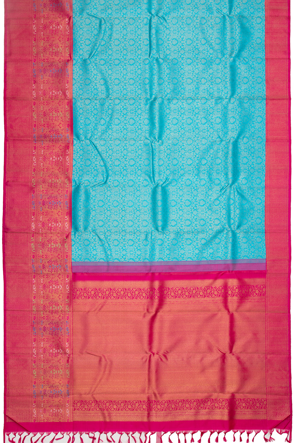 Kanchipuram Silk Jaal Sky Blue Saree