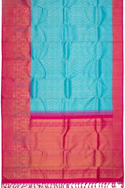 Kanchipuram Silk Jaal Sky Blue Saree