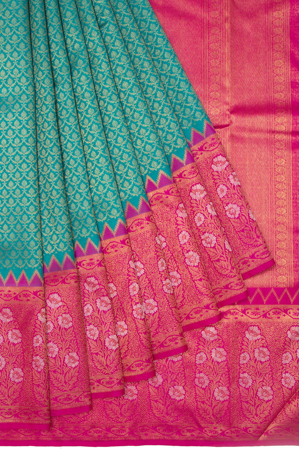 Kanchipuram Silk Brocade Sea Green Saree