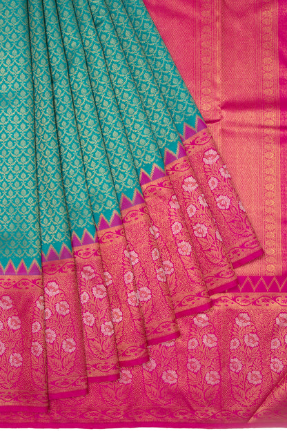 Kanchipuram Silk Brocade Sea Green Saree