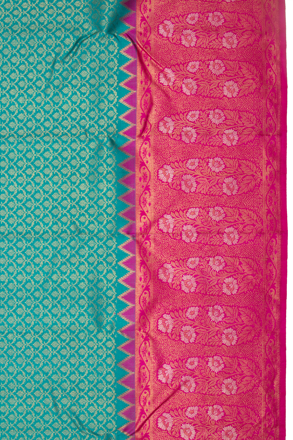Kanchipuram Silk Brocade Sea Green Saree