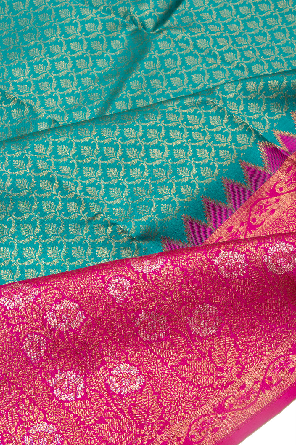 Kanchipuram Silk Brocade Sea Green Saree