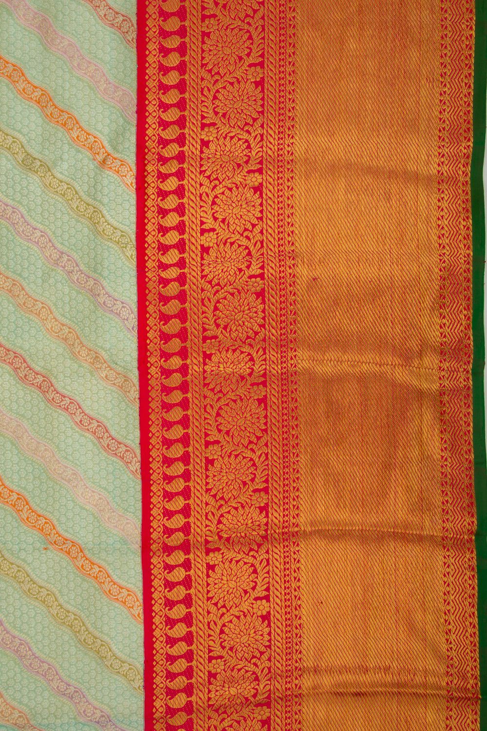 Kanchipuram Silk Tissue Jaal Rangkat Sea Green Saree