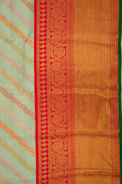Kanchipuram Silk Tissue Jaal Rangkat Sea Green Saree