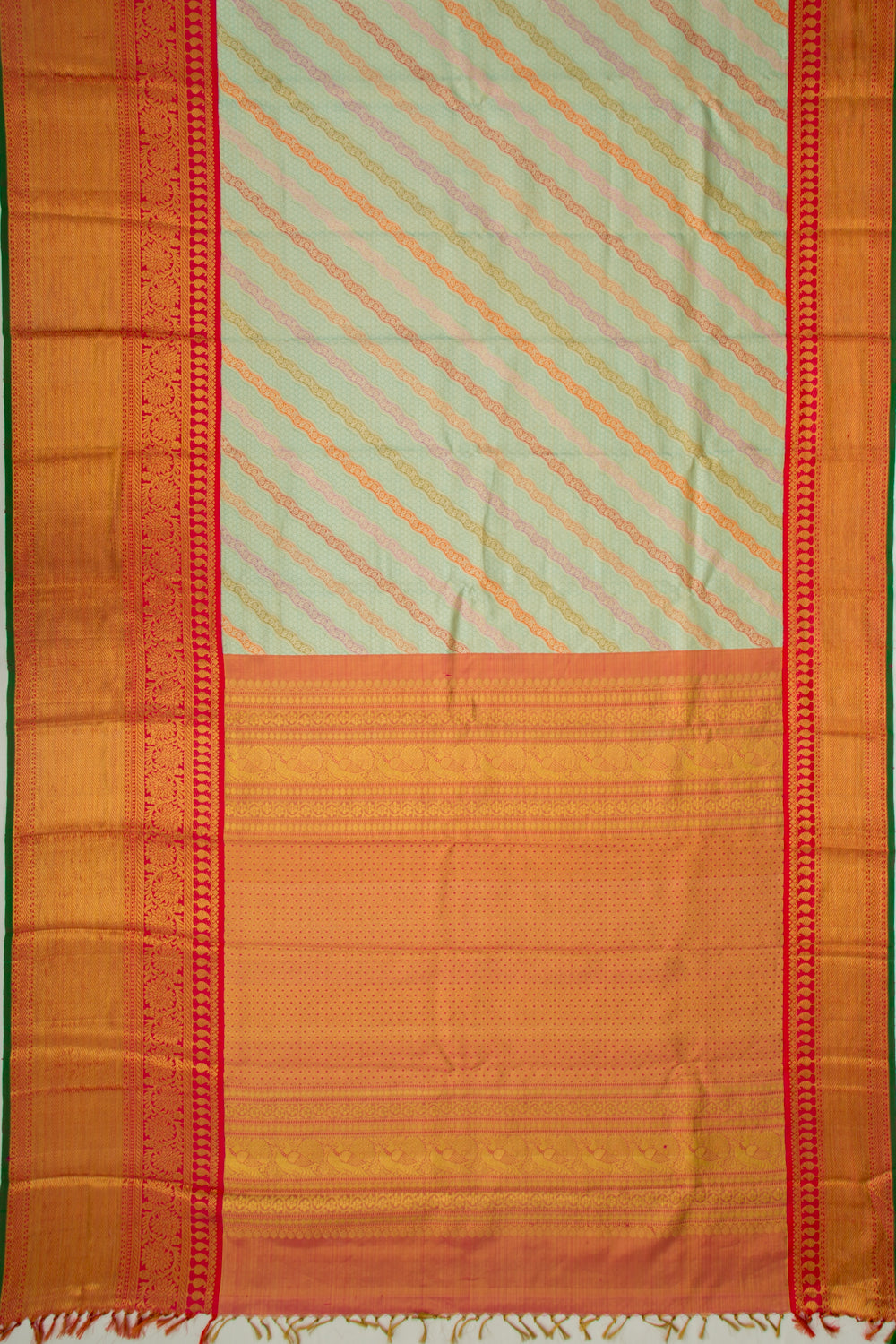 Kanchipuram Silk Tissue Jaal Rangkat Sea Green Saree