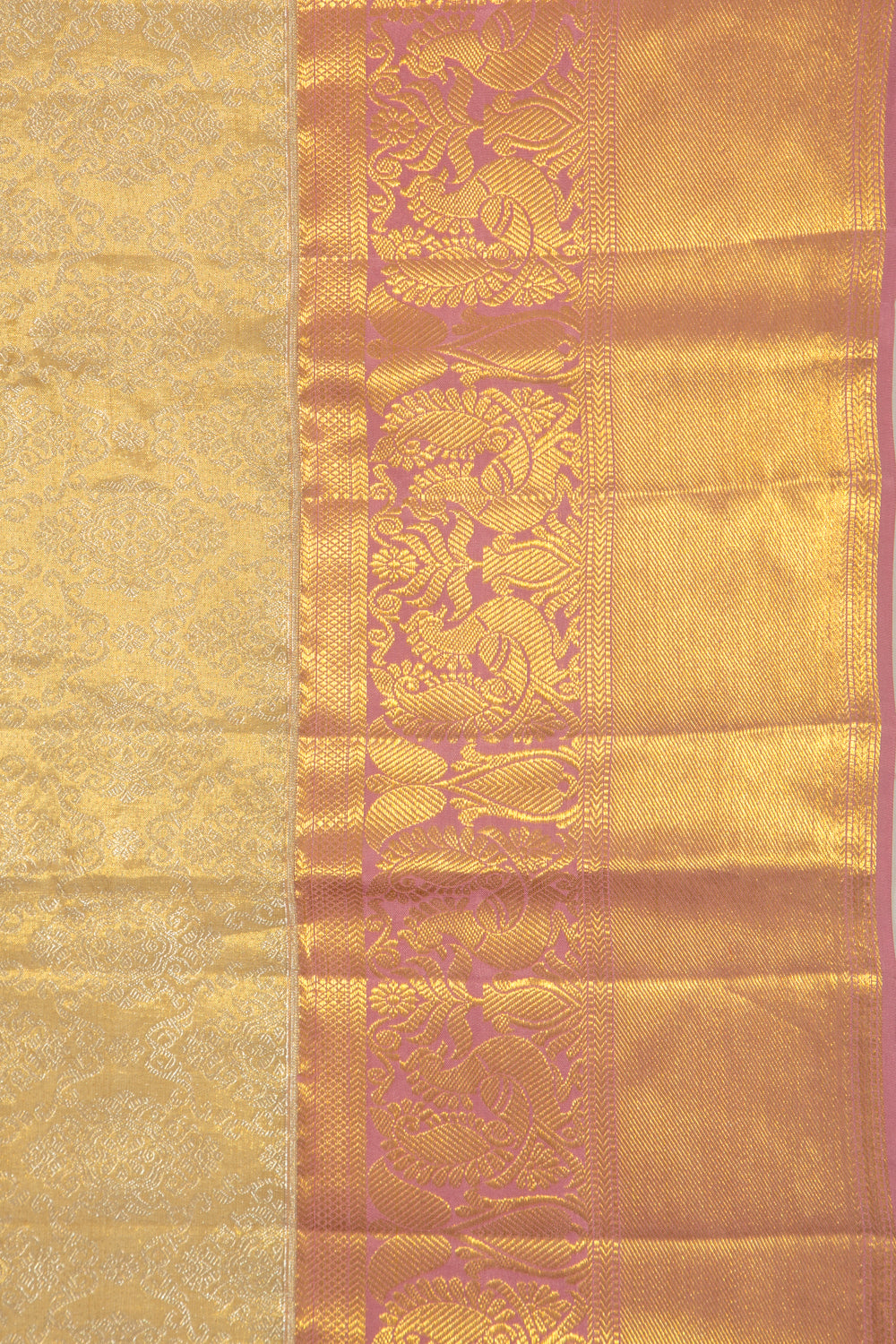 Kanchipuram Silk Tissue Brocade Gold Saree