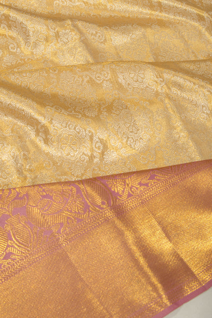 Kanchipuram Silk Tissue Brocade Gold Saree