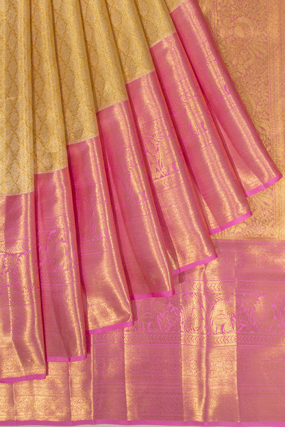 Kanchipuram Silk Tissue Brocade Gold Saree