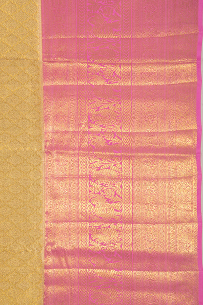 Kanchipuram Silk Tissue Brocade Gold Saree
