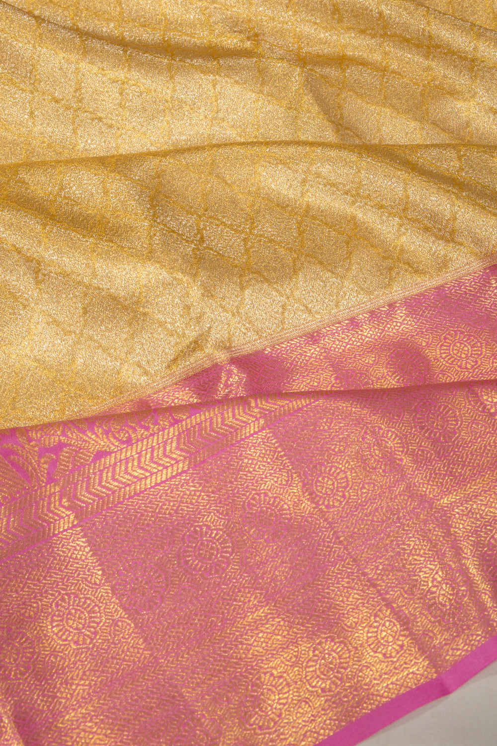Kanchipuram Silk Tissue Brocade Gold Saree