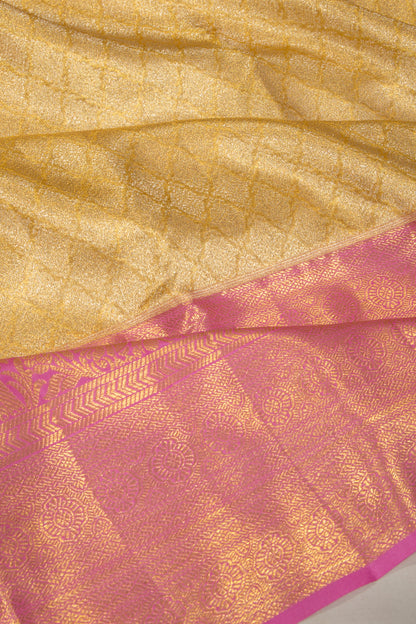 Kanchipuram Silk Tissue Brocade Gold Saree