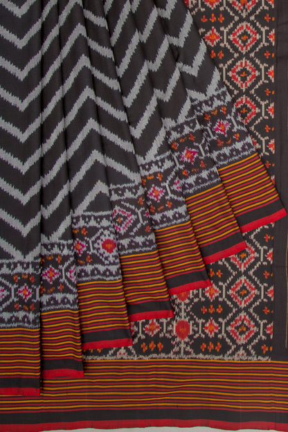 Pochampally Silk Ikat Mini Twill Black Saree