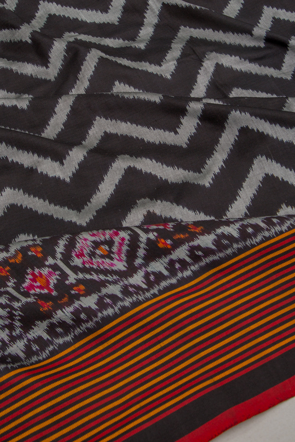 Pochampally Silk Ikat Mini Twill Black Saree