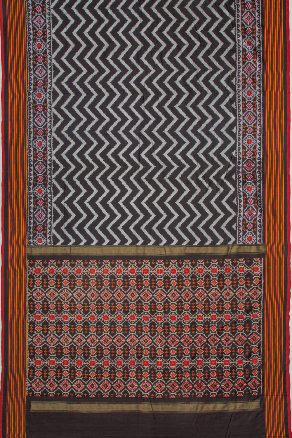 Pochampally Silk Ikat Mini Twill Black Saree