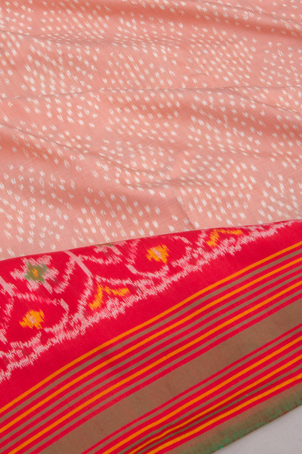 Pochampally Silk Ikat Mini Twill Peach Saree