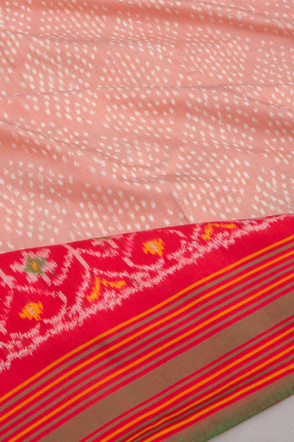 Pochampally Silk Ikat Mini Twill Peach Saree