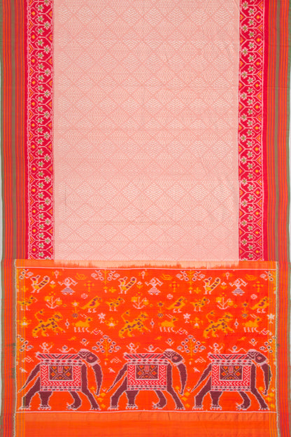 Pochampally Silk Ikat Mini Twill Peach Saree