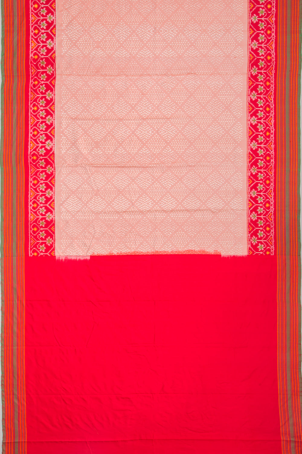 Pochampally Silk Ikat Mini Twill Peach Saree