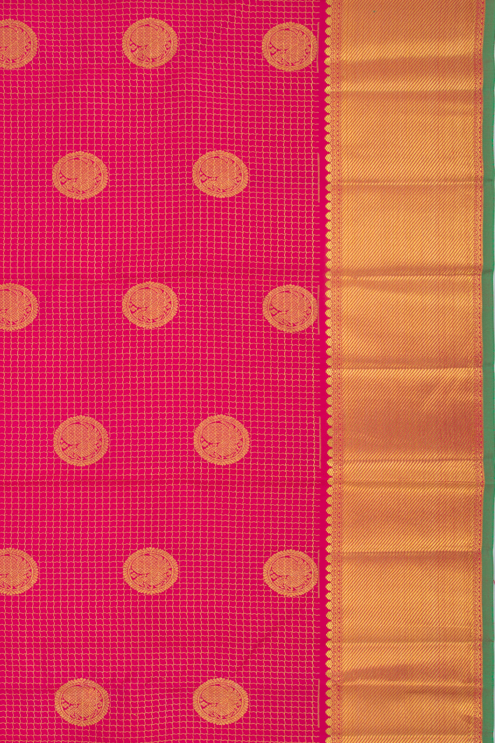 Kanchipuram Silk Checks And Butta Pink Saree