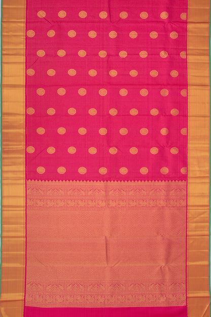 Kanchipuram Silk Checks And Butta Pink Saree