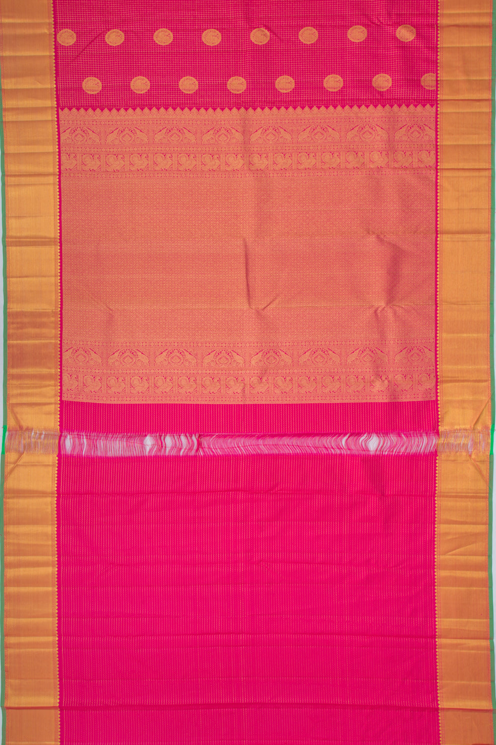 Kanchipuram Silk Checks And Butta Pink Saree